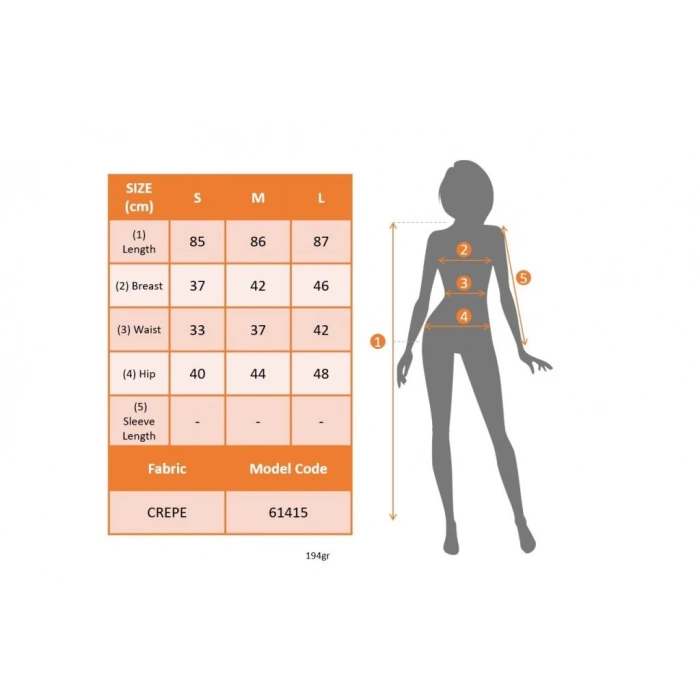 MDB Kadın Askılı Derin V Yakalı Kuş Gözü Detaylı Janjan Krep Elbise