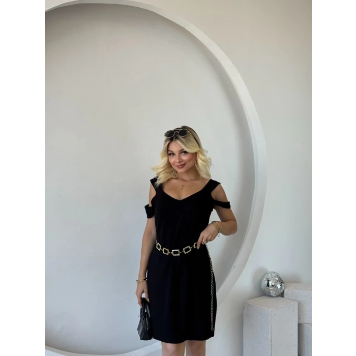 MDB Kadın Askılı oğuk Omuz Detaylı odal Elbise