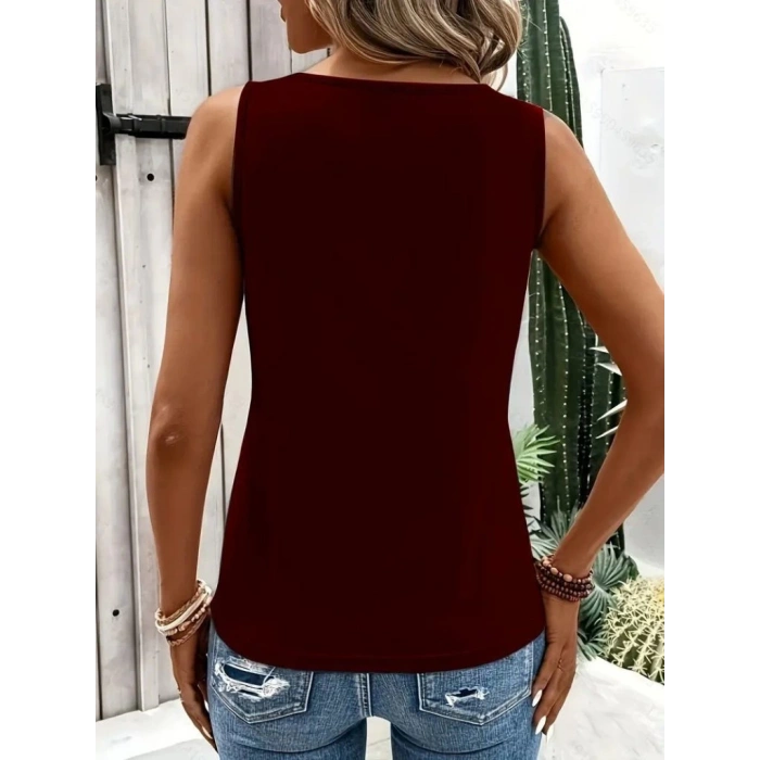 MDB Kadın Askılı Yaka şerit Halka Detaylı Viskon Bluz