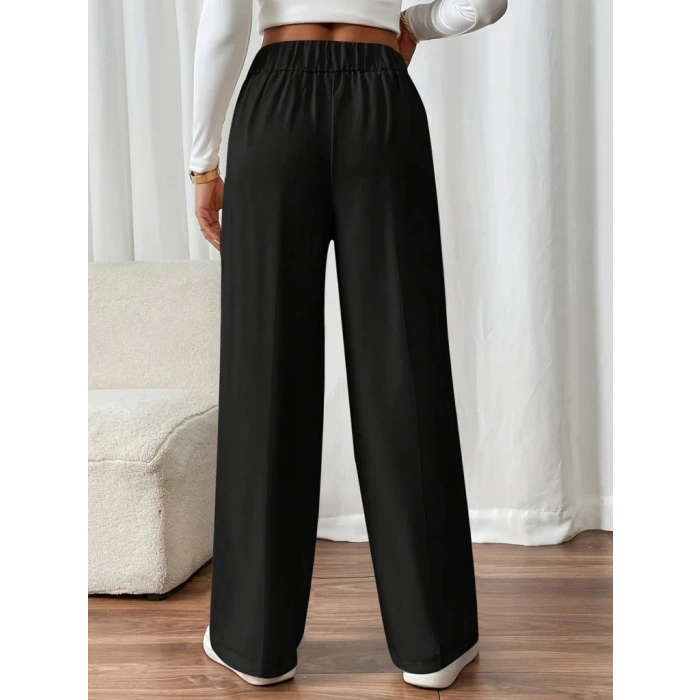 MDB Kadın Beli Lastikli Düğmeli Ithal Krep Pantolon