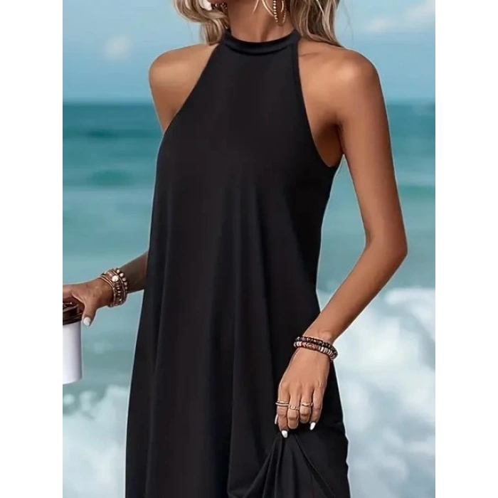 MDB Kadın Daire Yakalı Reglan Kol Viskon Elbise