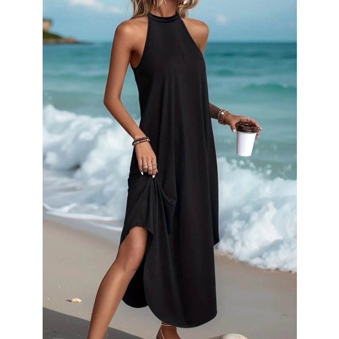 MDB Kadın Daire Yakalı Reglan Kol Viskon Elbise