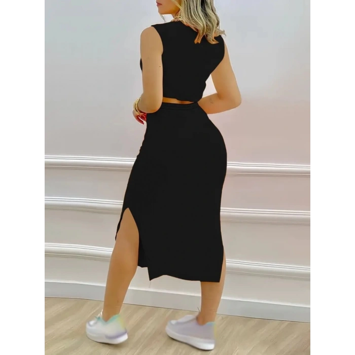 MDB Kadın Iki Iplik Crop Etek Ikili Takım