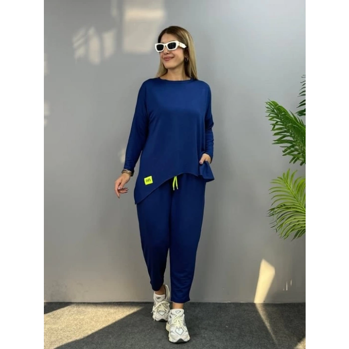 MDB Kadın Iki Iplik Viskon Pamuk Kumaş Arma Detaylı Ikili Takım