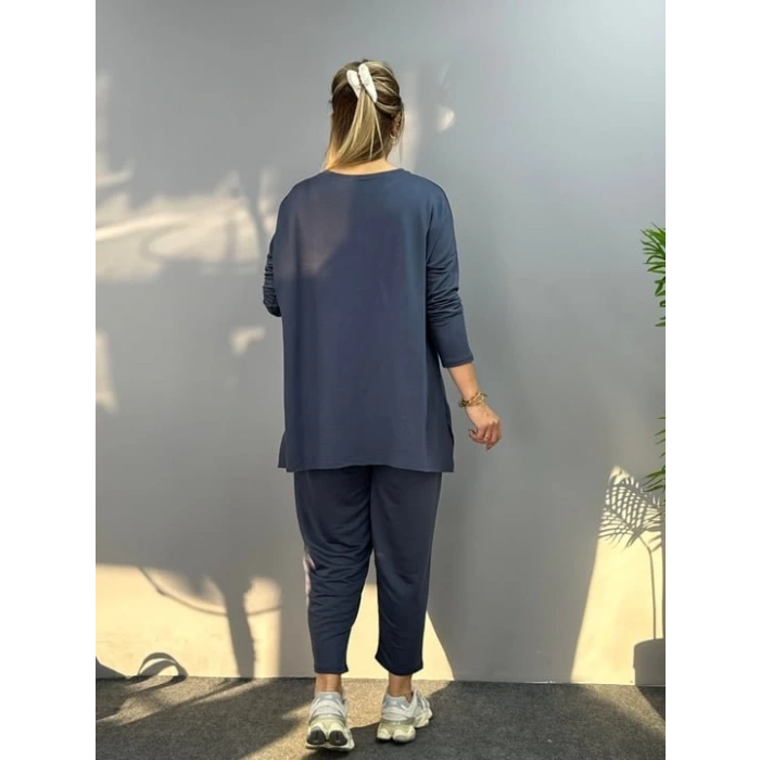 MDB Kadın Iki Iplik Viskon Pamuk Kumaş Arma Detaylı Ikili Takım