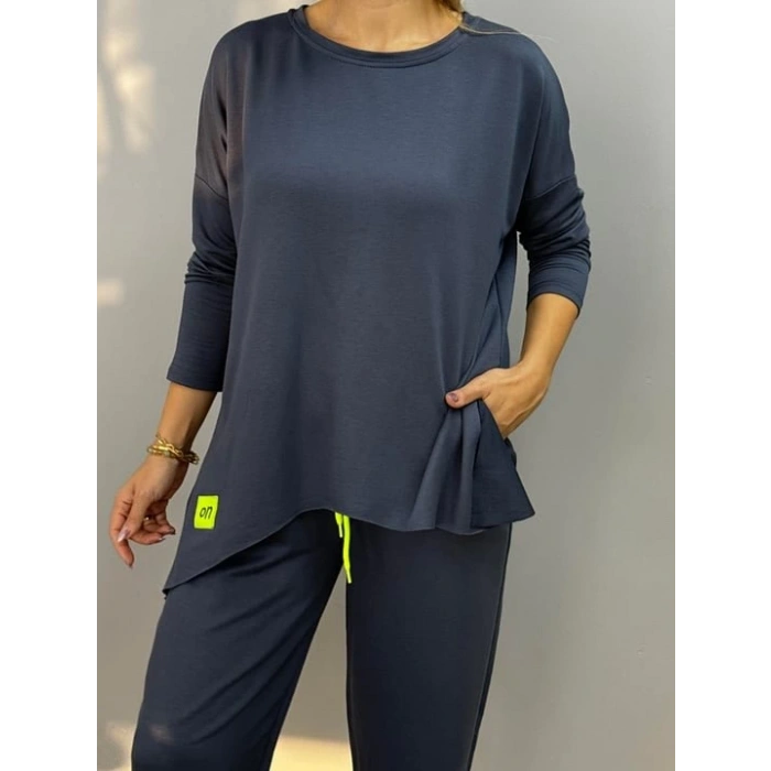 MDB Kadın Iki Iplik Viskon Pamuk Kumaş Arma Detaylı Ikili Takım