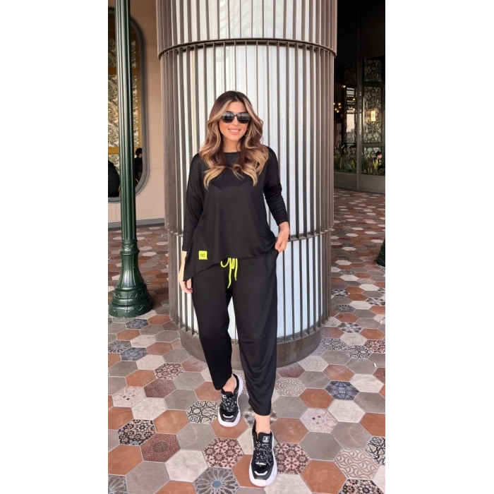 MDB Kadın Iki Iplik Viskon Pamuk Kumaş Arma Detaylı Ikili Takım