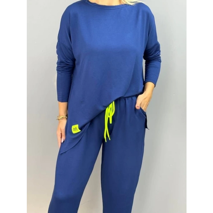 MDB Kadın Iki Iplik Viskon Pamuk Kumaş Arma Detaylı Ikili Takım