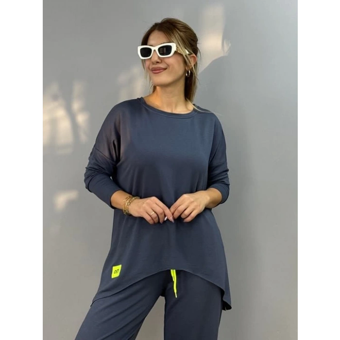 MDB Kadın Iki Iplik Viskon Pamuk Kumaş Arma Detaylı Ikili Takım