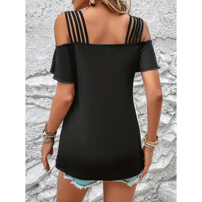 MDB Kadın Kısa Kollu Beş Askılı Viskon Bluz