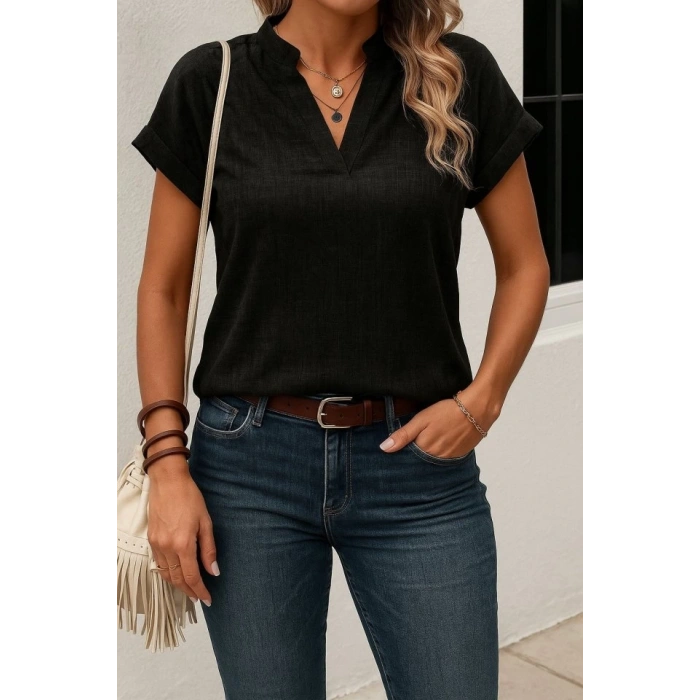 MDB Kadın Kısa Kollu Hakim Yaka Sofya Bluz