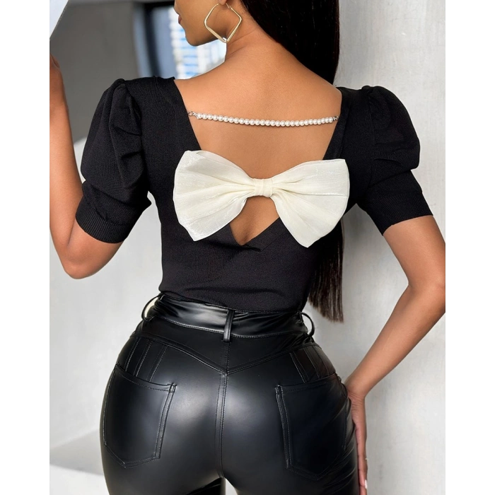 MDB Kadın Kısa Kollu Sırt Inci Ve Kurdela Detay Karpuz Kol Yerli Krep Bluz. 109 Adet Standart Beden Gerisi 3 Beden