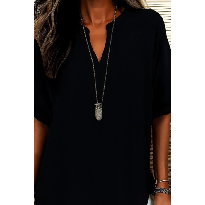 MDB Kadın Kısa Kollu V Yakalı Aerobin Bluz