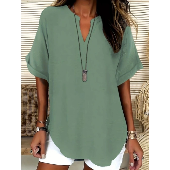 MDB Kadın Kısa Kollu V Yakalı Aerobin Bluz