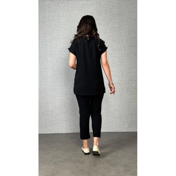 MDB Kadın Kısa Kollu Yuvarlak Yaka Aerobin Bluz Ve Pantolon Ikili Takım