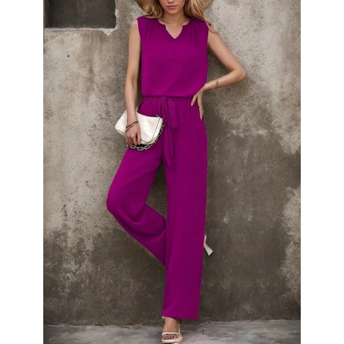 MDB Kadın Kolsuz V Yakalı Aerobin Bluz Ve Belden Kuşaklı Pantolon Ikili Takım