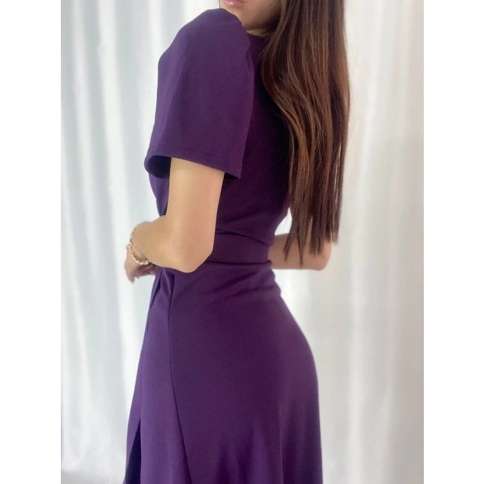 MDB Kadın Kruvaze Yaka idi Boy Kuşaklı Krep Elbise 120 Cm