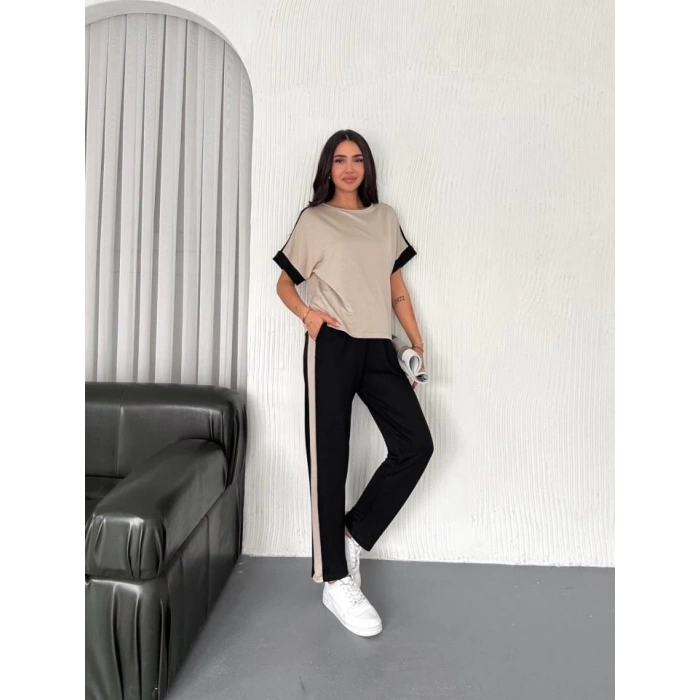 MDB Kadın odal Dokulu Kumaş Yanı şeritli Takım