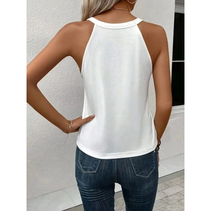 MDB Kadın Omuzlardan Açık Boyundan Askılı Kalp Baskılı Viskon Bluz