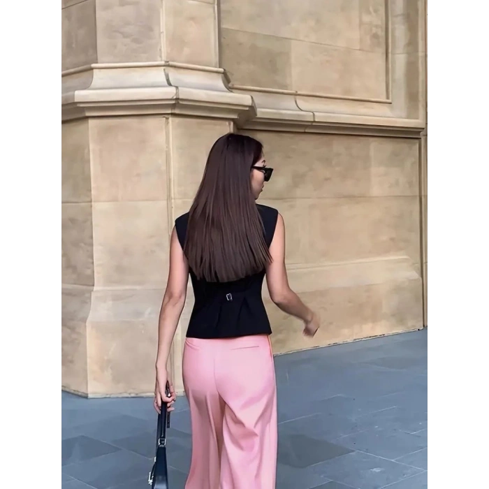 MDB Kadın Sıfır Kollu önden Düğmeli Atlas Yelek