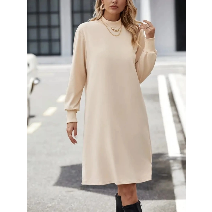 MDB Kadın Uzun Kollu Balıkçı Yaka Kısa şardonlu Dalgıç Elbise