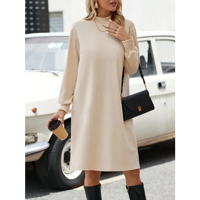 MDB Kadın Uzun Kollu Balıkçı Yaka Kısa şardonlu Dalgıç Elbise