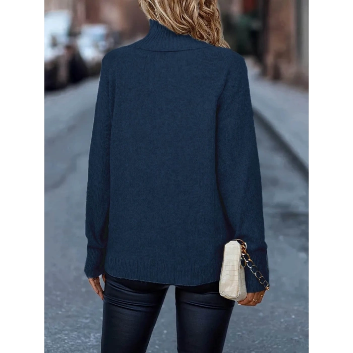 MDB Kadın Uzun Kollu Balıkçı Yaka Triko Bluz