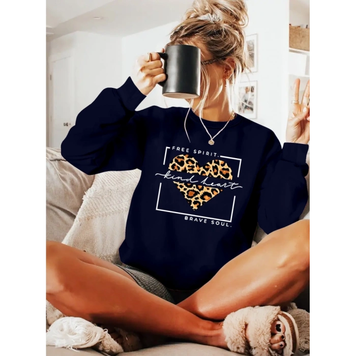 MDB Kadın Uzun Kollu Bisiklet Yaka Desenli Viskon Iki Iplik Bluz