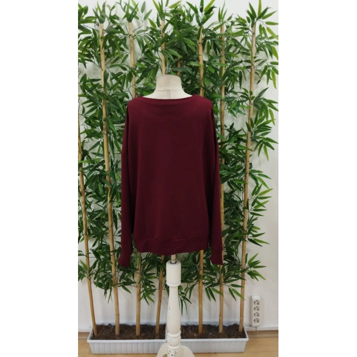 MDB Kadın Uzun Kollu Bisiklet Yaka Desenli Viskon Iki Iplik Bluz