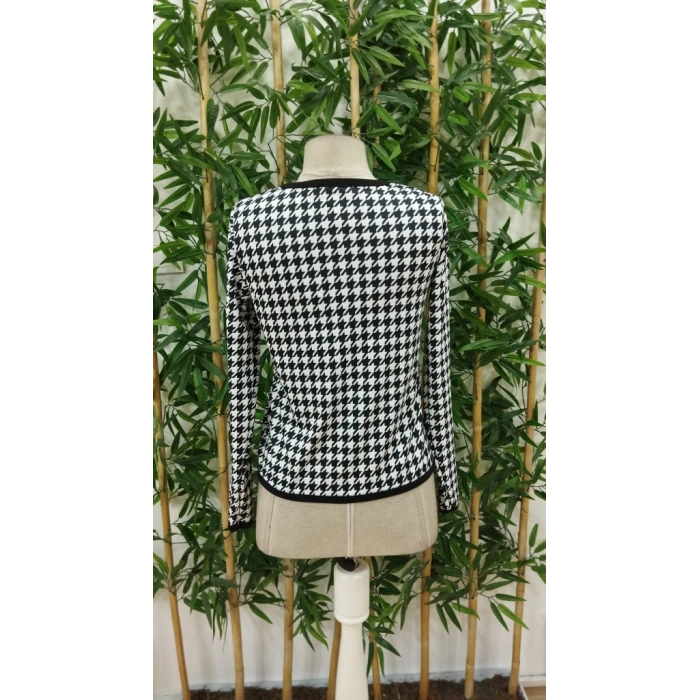 MDB Kadın Uzun Kollu Kaz Ayağı Desenli şardonlu Dalgıç Ceket