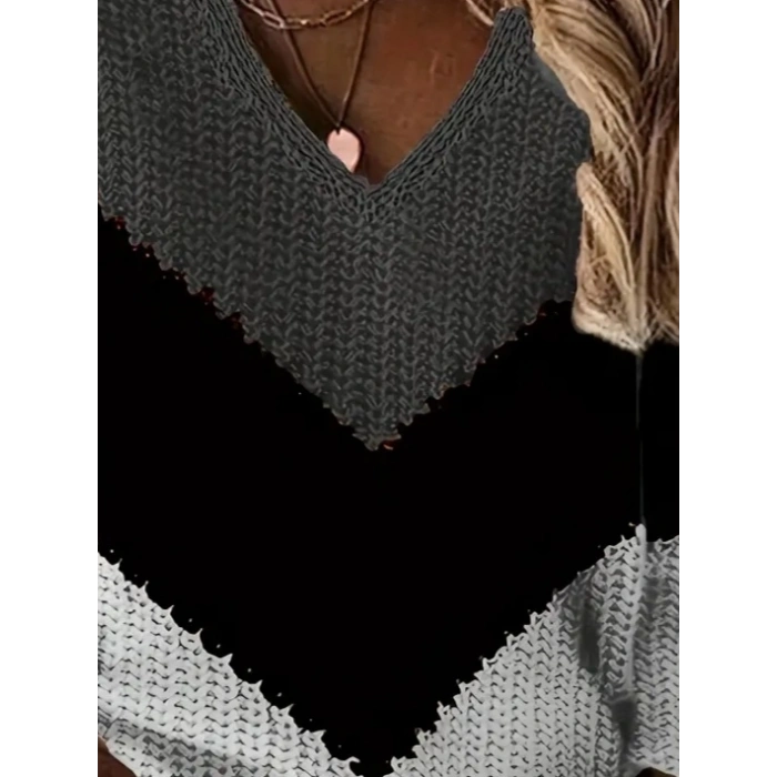 MDB Kadın Uzun Kollu V Yakalı Triko Bluz