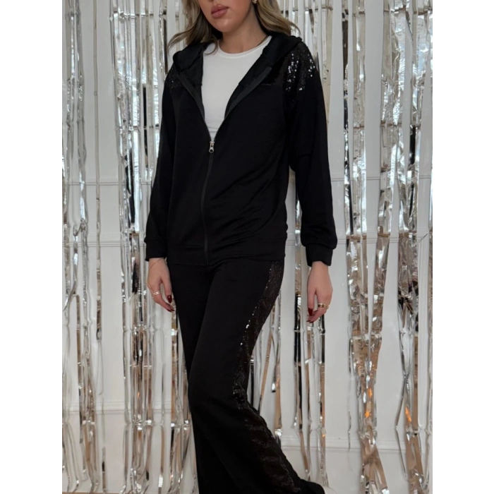 MDB Kadın Yılbaşı özel Iki Iplik Kumaş Pul Ve Fermuar Detaylı Ikili Takım