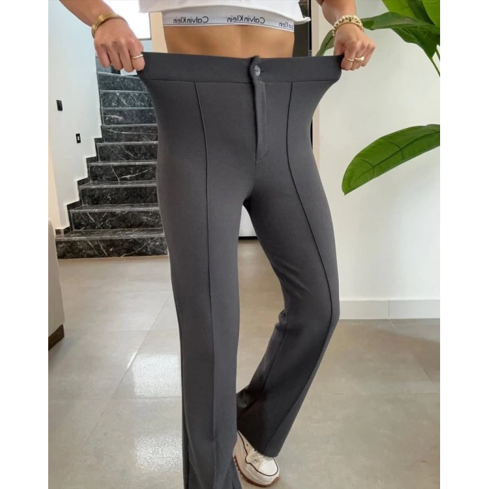 MDB Kadın Yüksek Bel Full Likralı Krep Kumaş Pantolon