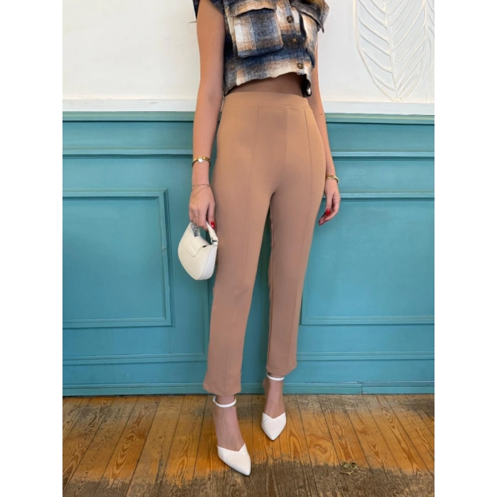 MDB Kadın Yüksek Bel Ithal Krep Pantolon