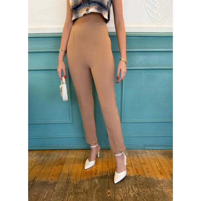 MDB Kadın Yüksek Bel Ithal Krep Pantolon