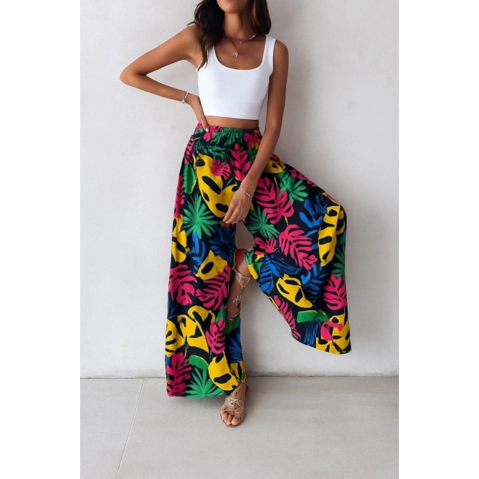 MDB Kadın Yüksek Bel Lastikli Desenli Süprem Pantolon