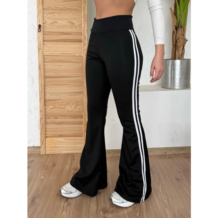 MDB Kadın Yüksek Bel şerit Detaylı Ispanyol Paçalı Dalgıç Pantolon