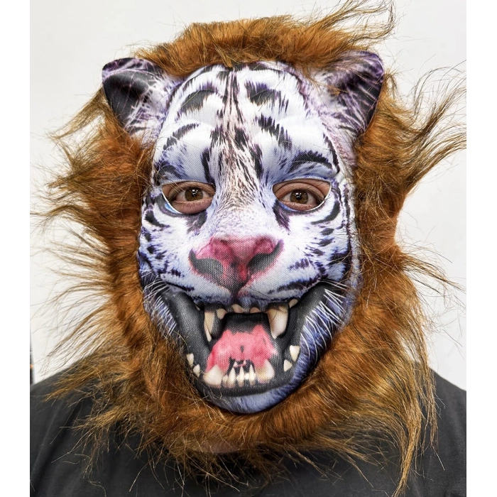 MDB Kahverengi Saçlı Dişli Kurt Maskesi Mega Peluş 12 No