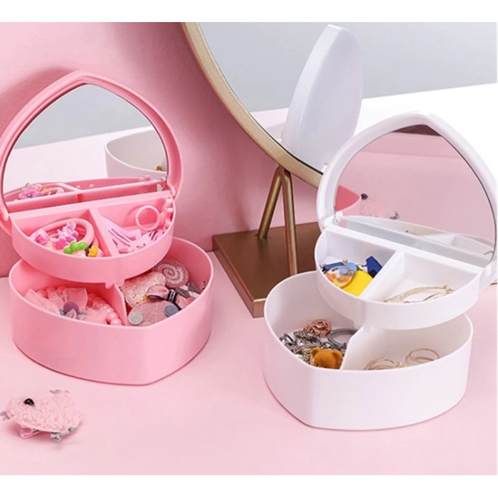 MDB Kalp Tasarımlı Aynalı Takı Saklama Kutusu