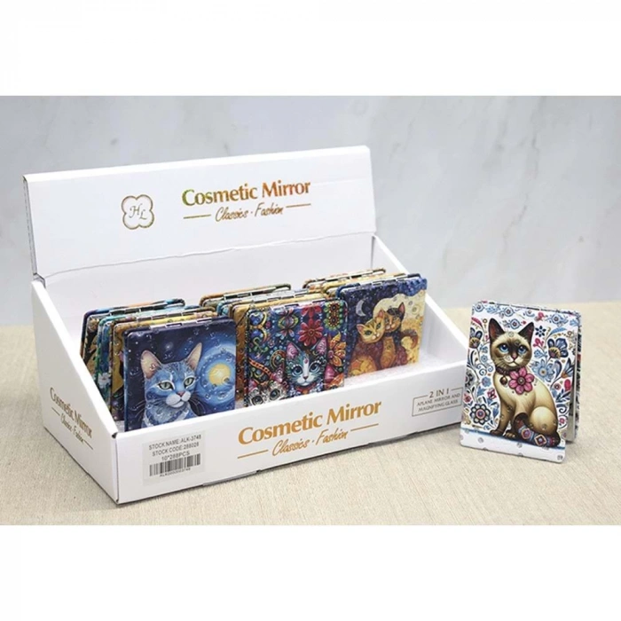 Kedi Taşlı El Aynası Dikdörtgen İnce