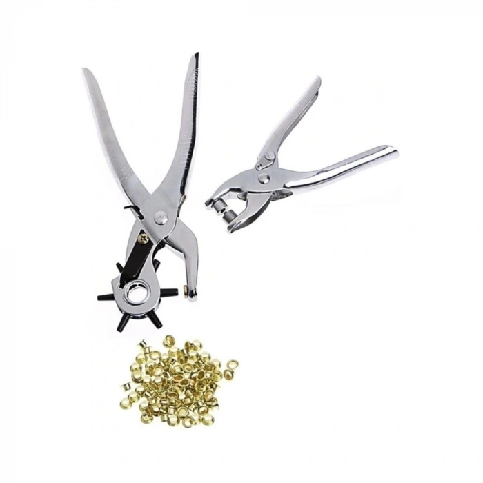 Kemer Delme ve Perçin Pensesi Ikili Set Deri Plastik Delici