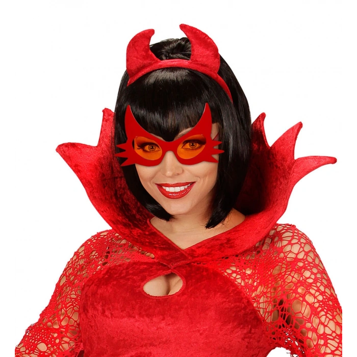 MDB Kırmızı Renk Bıyık Tasarımlı Kedi Gözlüğü