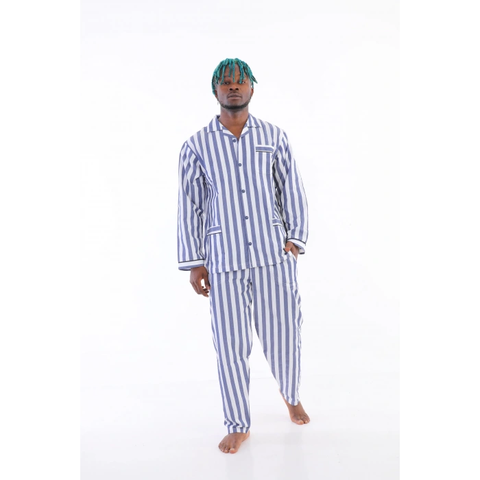 MDB Kocabey 4007 Uzun Kol Çizgili Gaffur Erkek Pijama Takım