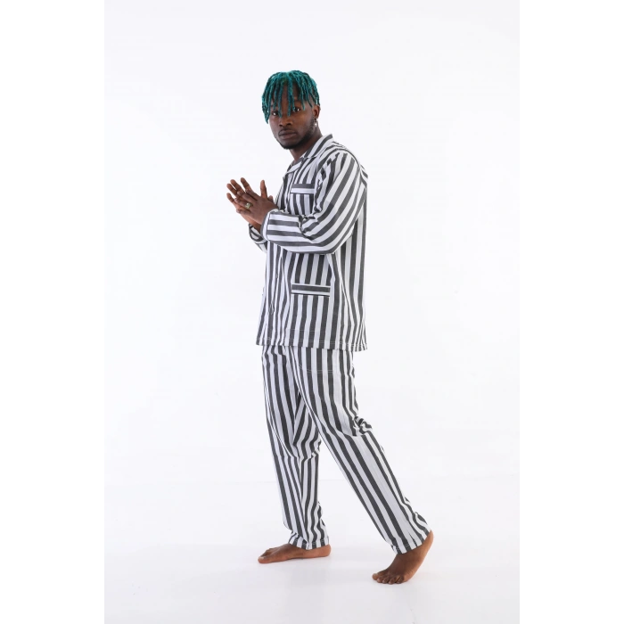 MDB Kocabey 4007 Uzun Kol Çizgili Gaffur Erkek Pijama Takım