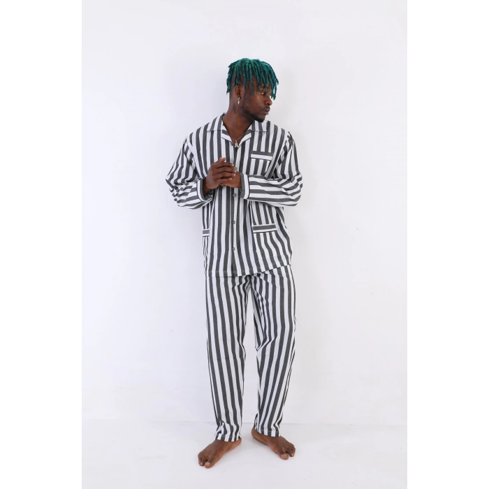 MDB Kocabey 4007 Uzun Kol Çizgili Gaffur Erkek Pijama Takım
