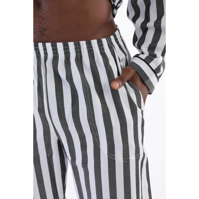 MDB Kocabey 4007 Uzun Kol Çizgili Gaffur Erkek Pijama Takım