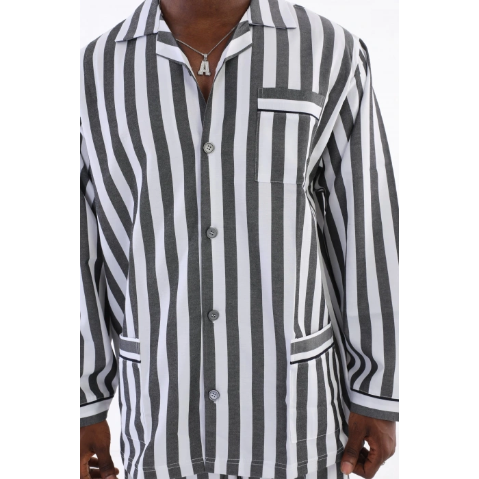 MDB Kocabey 4007 Uzun Kol Çizgili Gaffur Erkek Pijama Takım