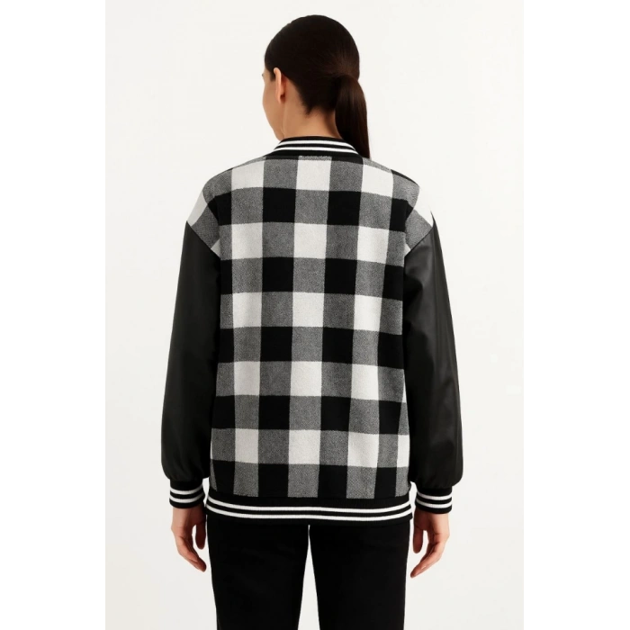 MDB Kolları uni Deri Içi Astarlı Oduncu Kolej Içi Ceket  Gri