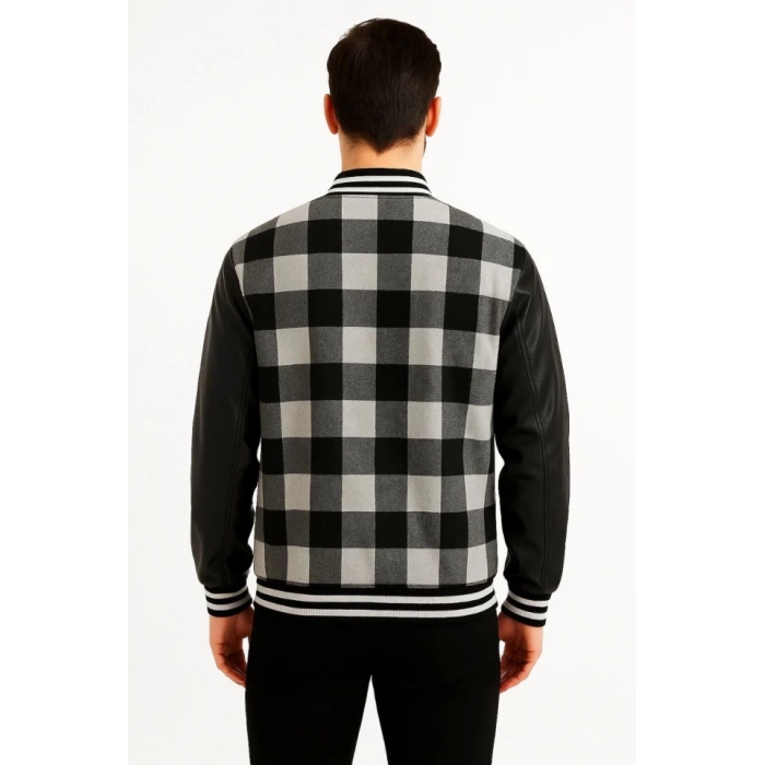 MDB Kolları uni Deri Içi Astarlı Oduncu Kolej Içi Ceket  Gri