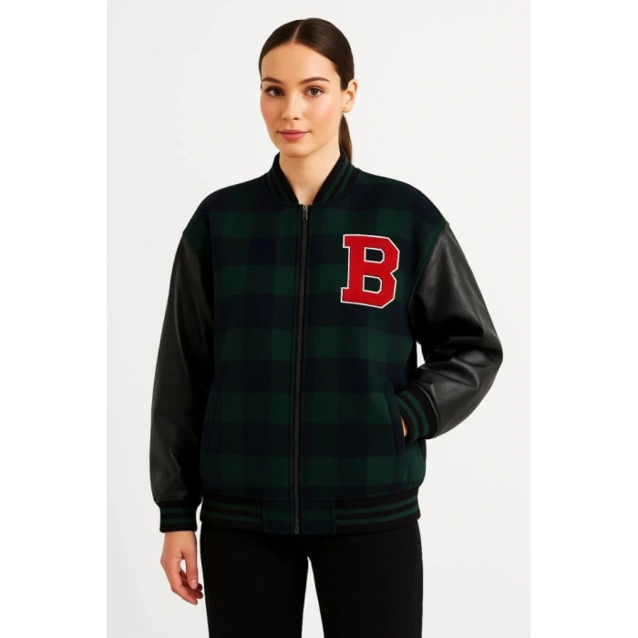 MDB Kolları uni Deri Içi Astarlı Oduncu Kolej Içi Ceket  Haki